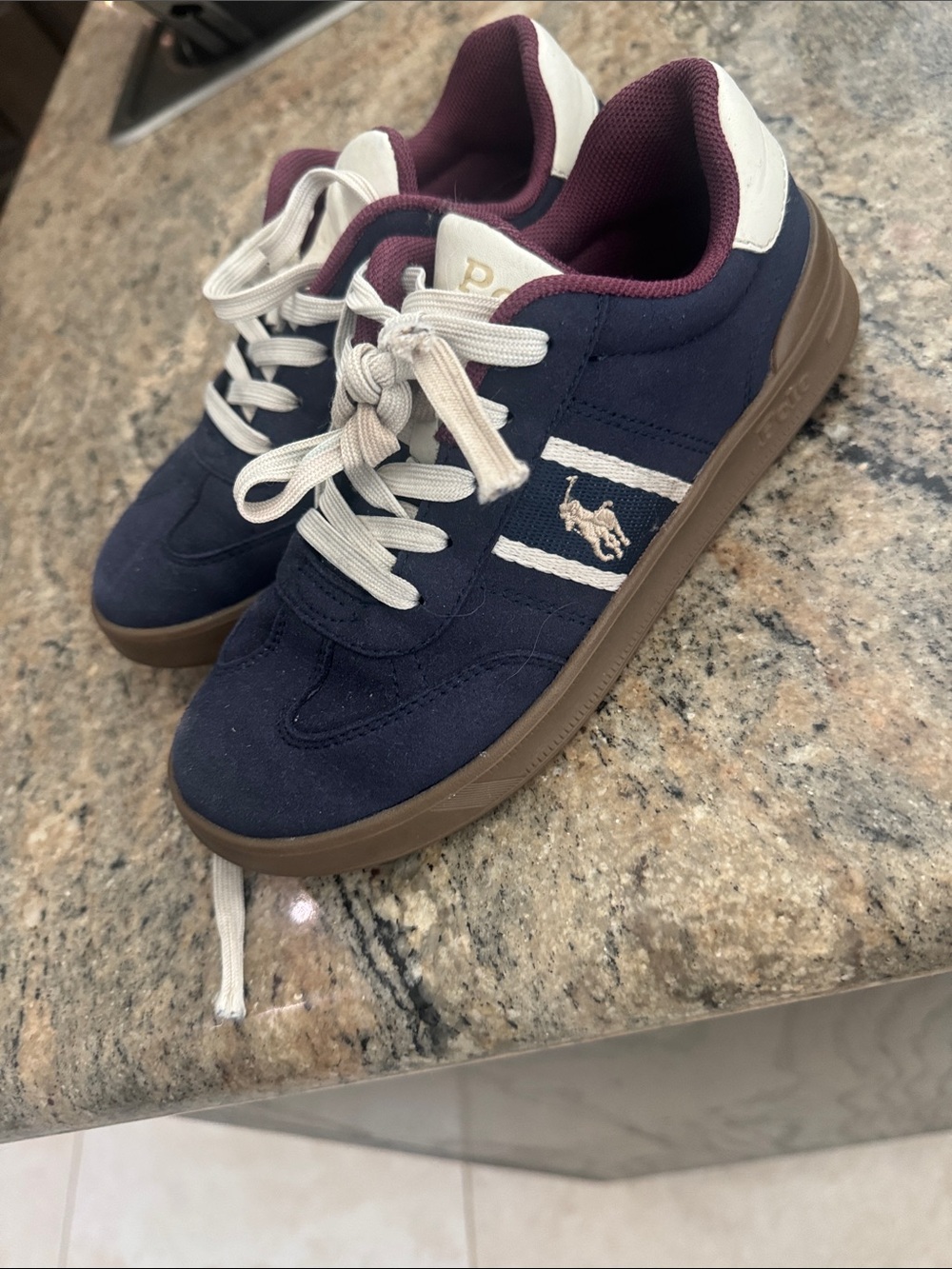 Polo by Ralph Lauren Navy, Burgundy & White Kids Low-Top Sneakers
